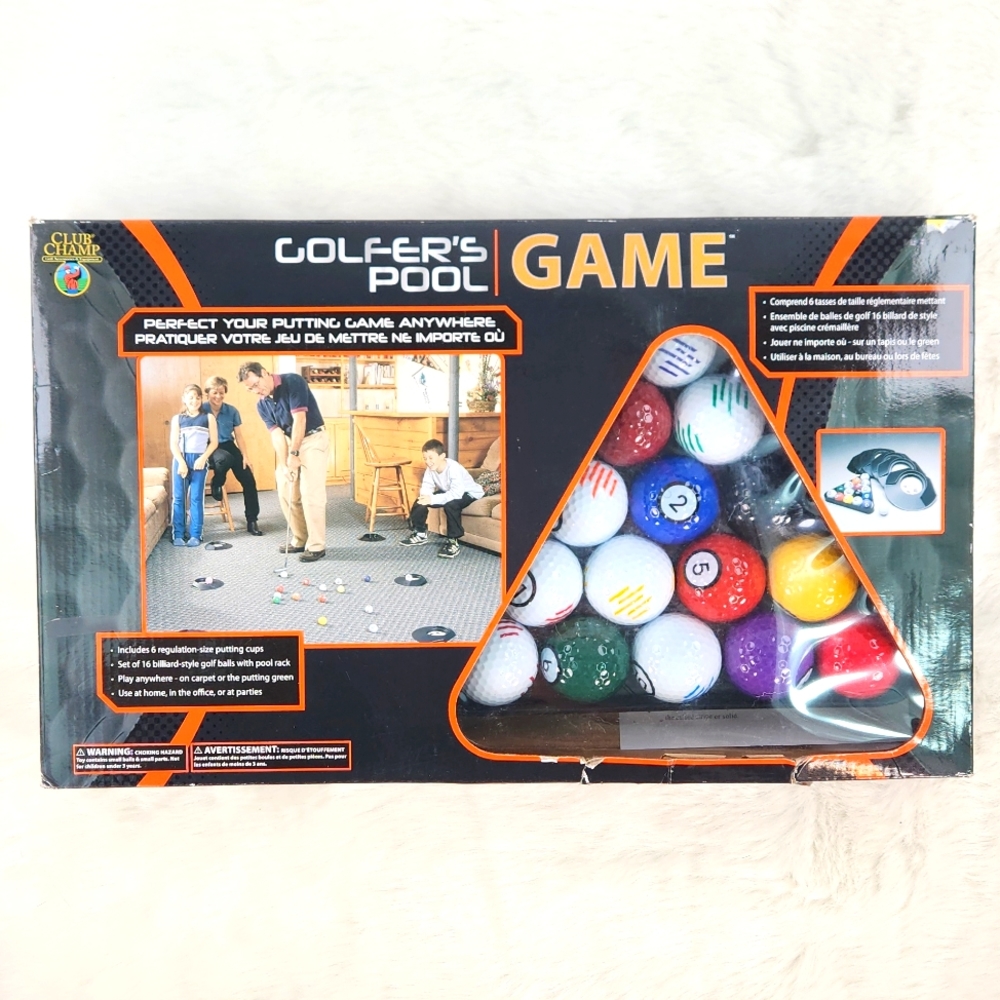 COPY GOLFER'S POOL Game by Club Champ: 16 balls and rack, 6 cups, In retail p…